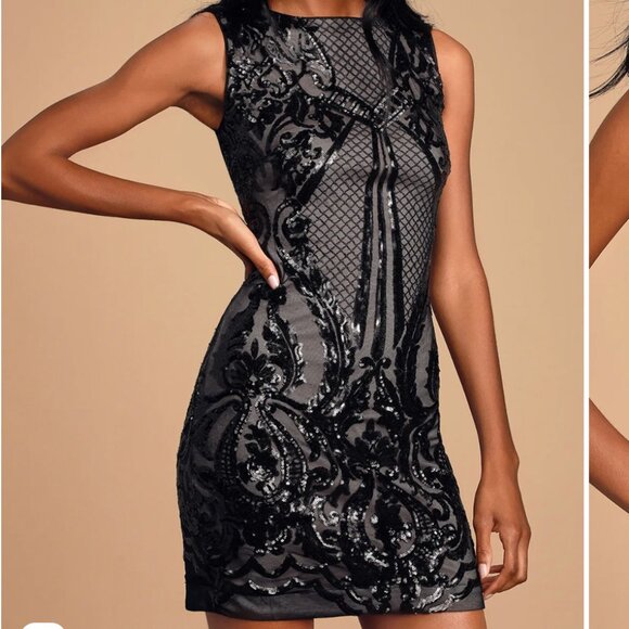 Lulus Someone To Love Black Sequin Bodycon Mini Dress - Size XS - Picture 1 of 3